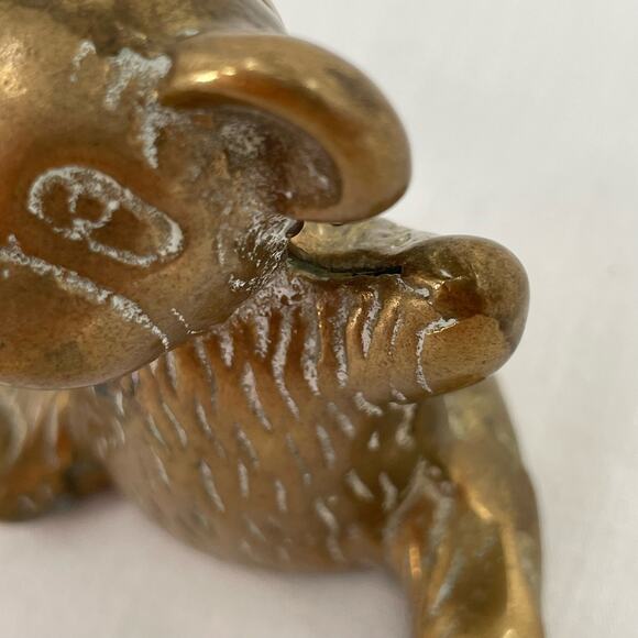 Vintage Brass Teddy Bear Gold Sitting Animal Mid-Century Traditional Style Decor - Picture 11 of 12